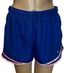 Nike Dri-Fit Tempo 2-in-1 Blue Pink White Running Athletic Shorts Size Large EUC